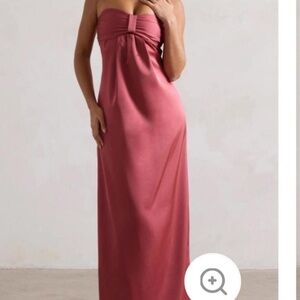 April Rose Pink Satin Sweetheart Maxi Dress